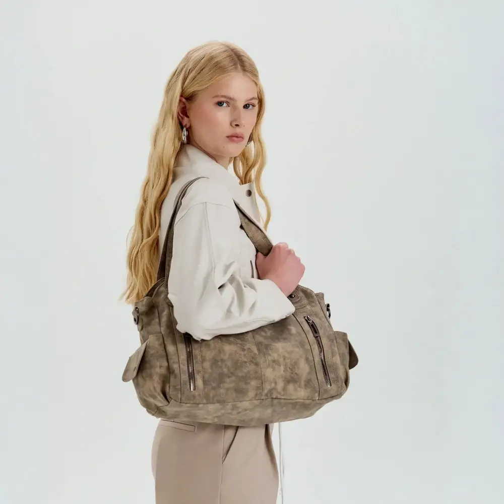 Pocket Front Leather Crossbody Bag