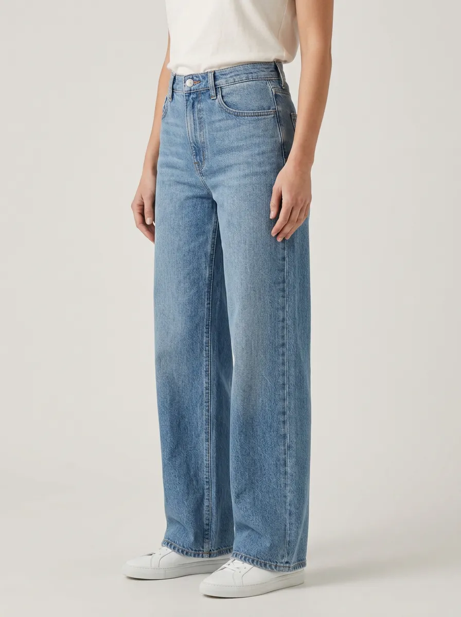 Women's Wide Leg High Rise Graphic Denim Jeans