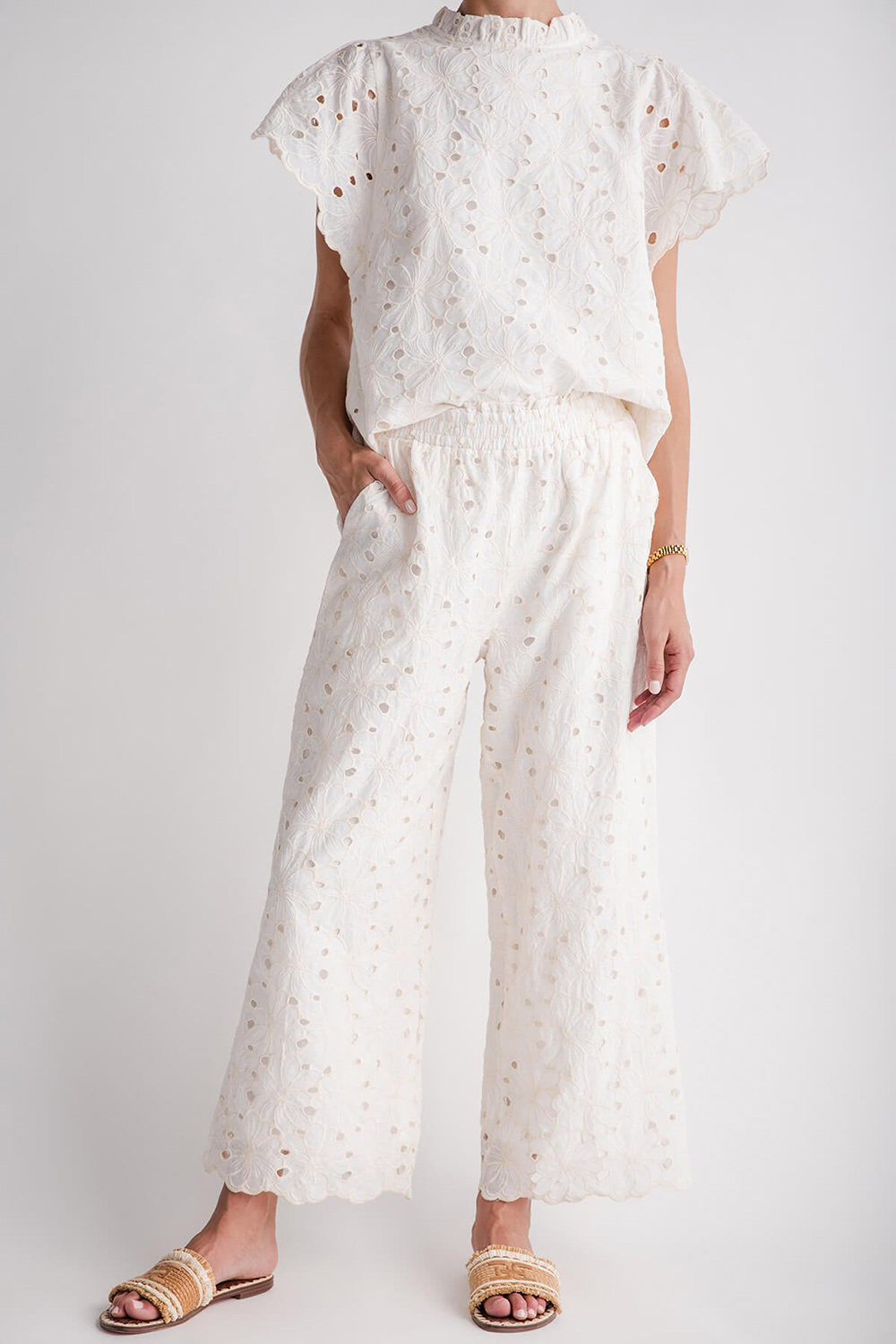 Casual Style Lace Pants - Ivory