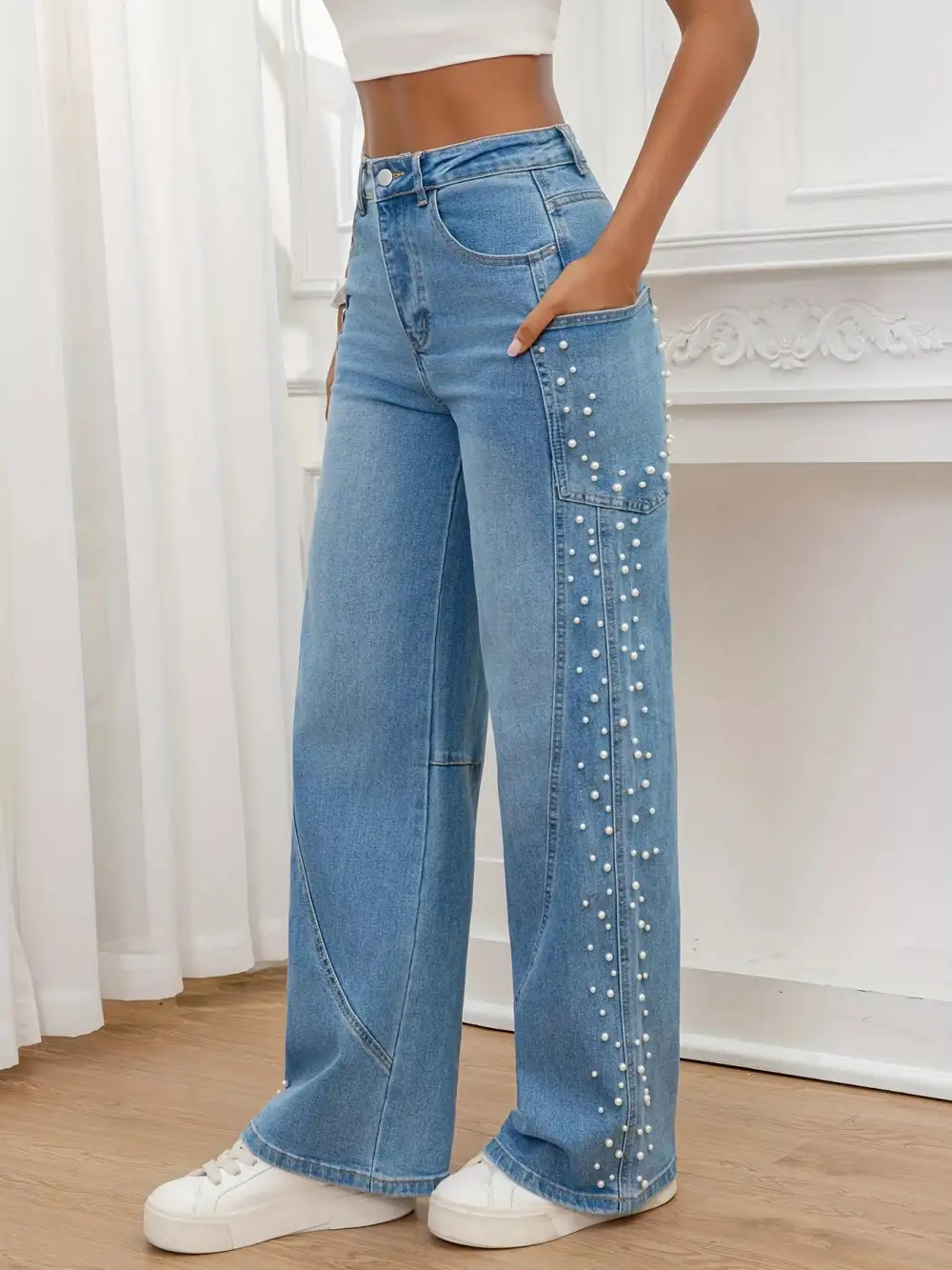 Ruffled Denim Jeans