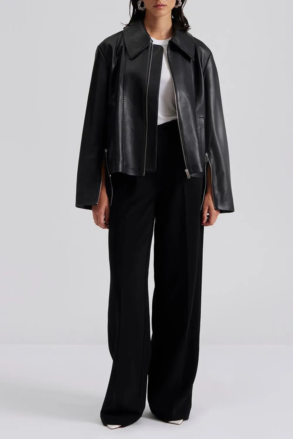 Leather Cropped Biker Jacket