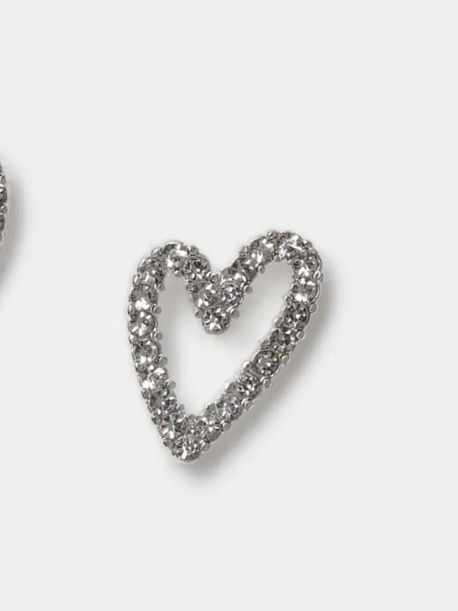 Cute Rhinestone Heart Ear Studs