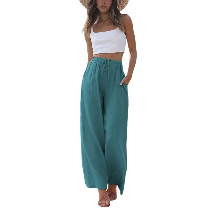Women's Summer Cotton Linen Wide Leg Pants