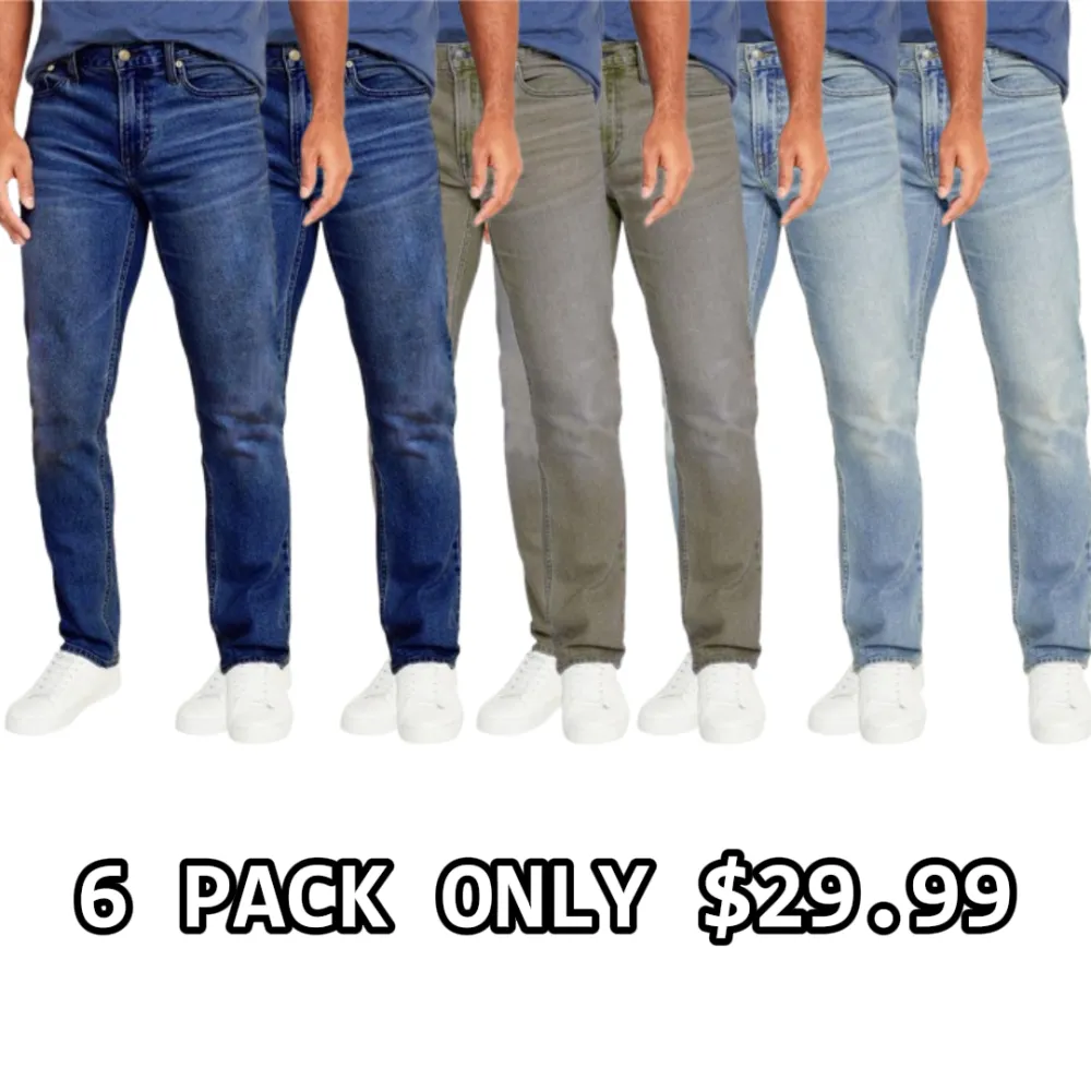 Men's Flex Stretch Slim Straight Jeans Classic Denim