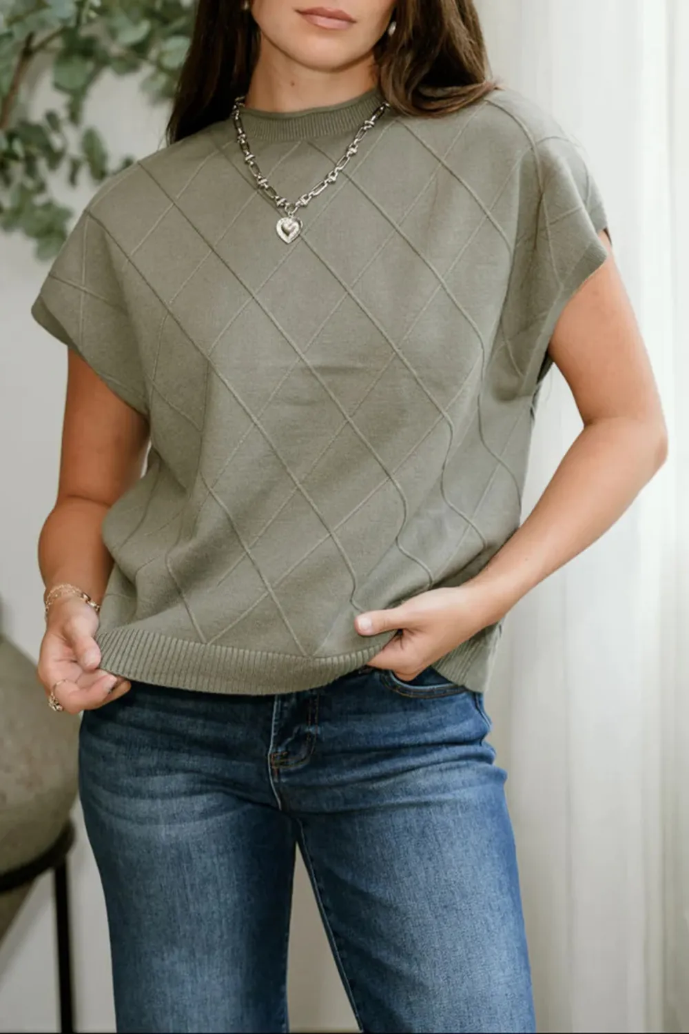 Argyle Pattern Round Neck Vest Tank