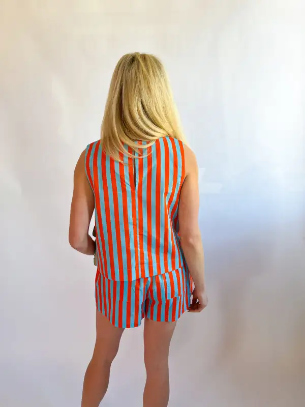Printed Striped Shorts Clean Finish