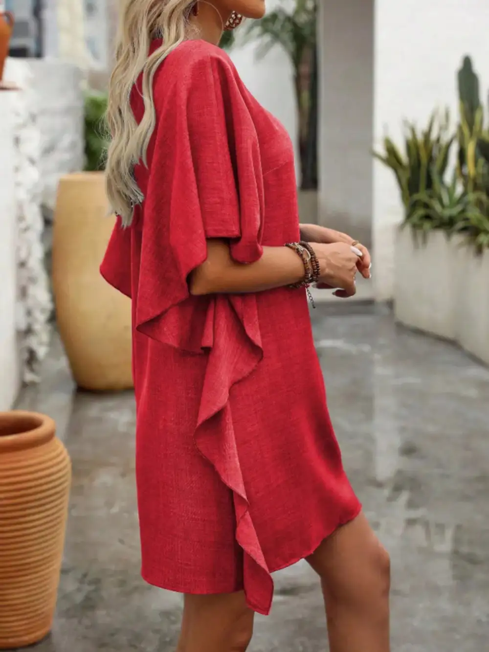 V Neck Mini Dress