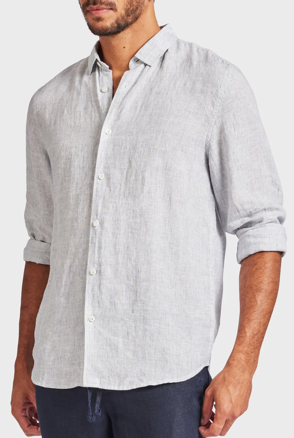 Black Linen Button Down Long Sleeve Shirt