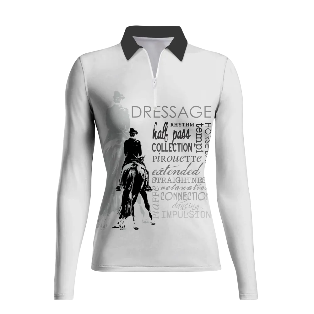 Women's Riding Style Dressage Print Long Sleeve Casual Lapel Shirt