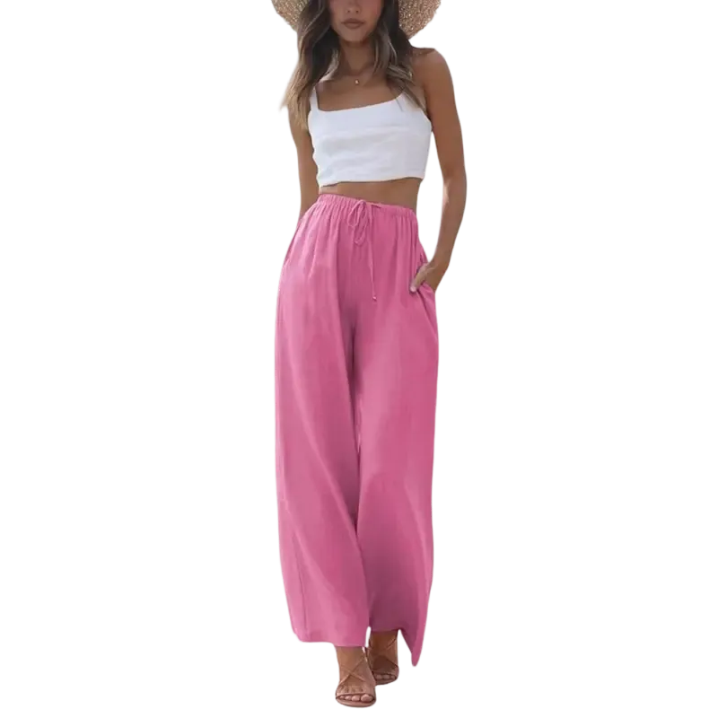 Women's cotton and linen wide-leg pants for summer