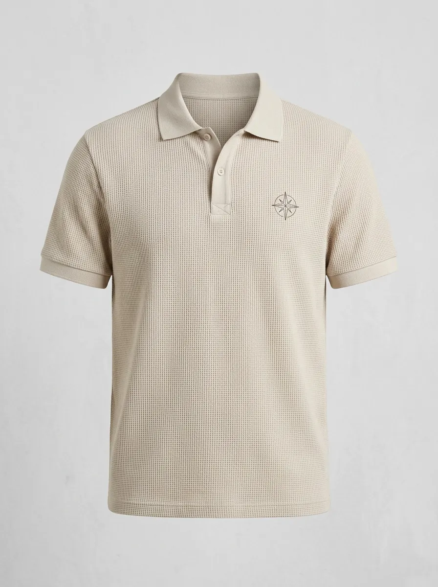Compass-Detail -Detail Nautical-Inspired Outdoor-Inspired Men's Polo Shirt