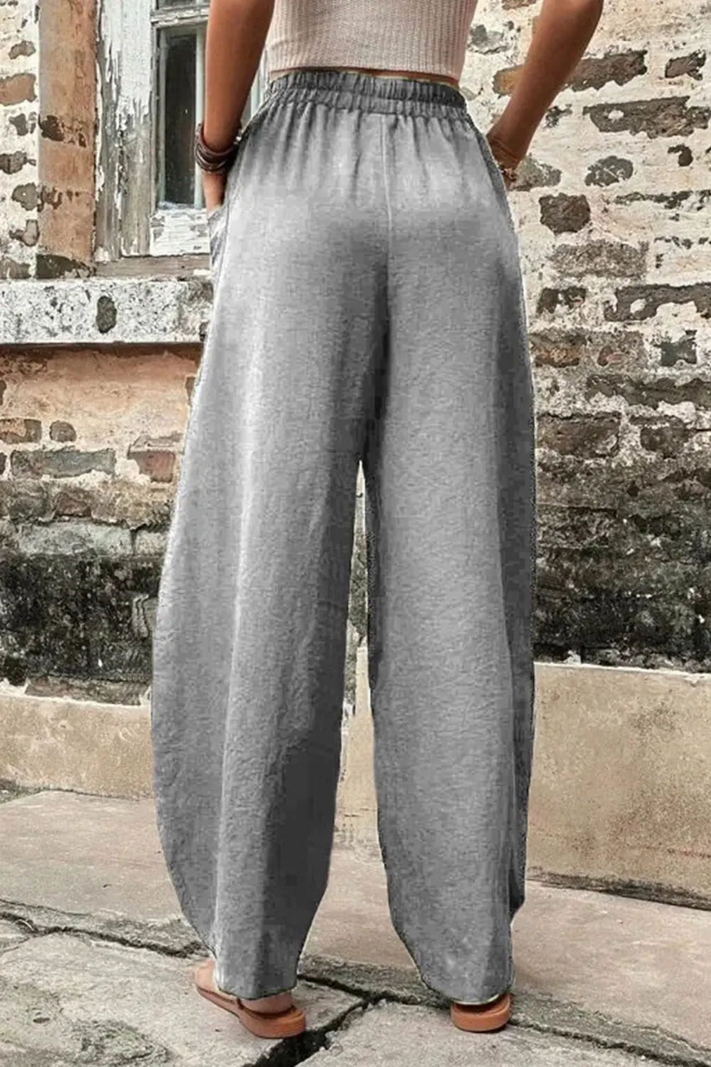 Elastic Waist Pocket Harem Pants