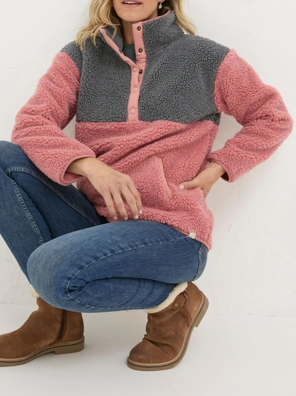 Multi Colourblock Half Neck Fleece
