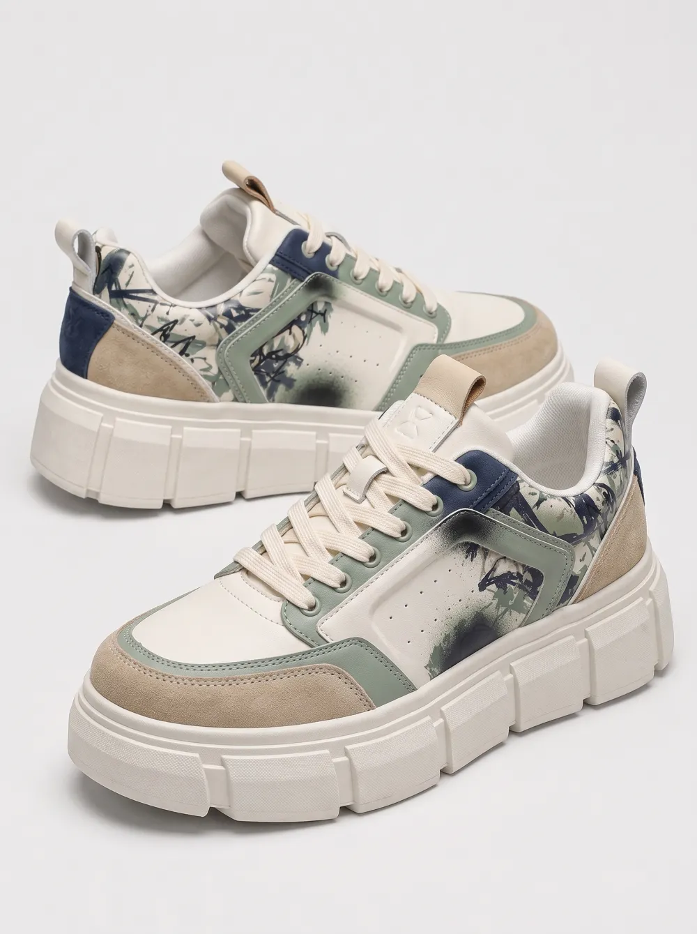 Men's Casual Streetwear Abstract Camo Printed Platform Sneakers