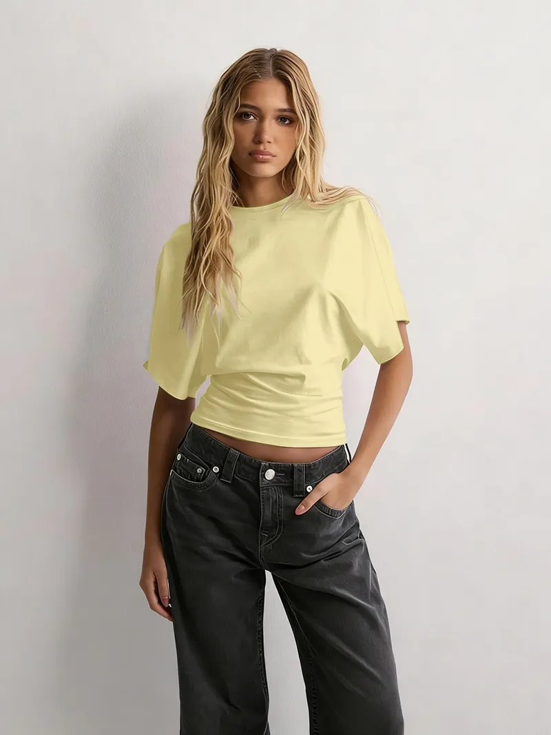 Women's Solid Color Round Neck Tee