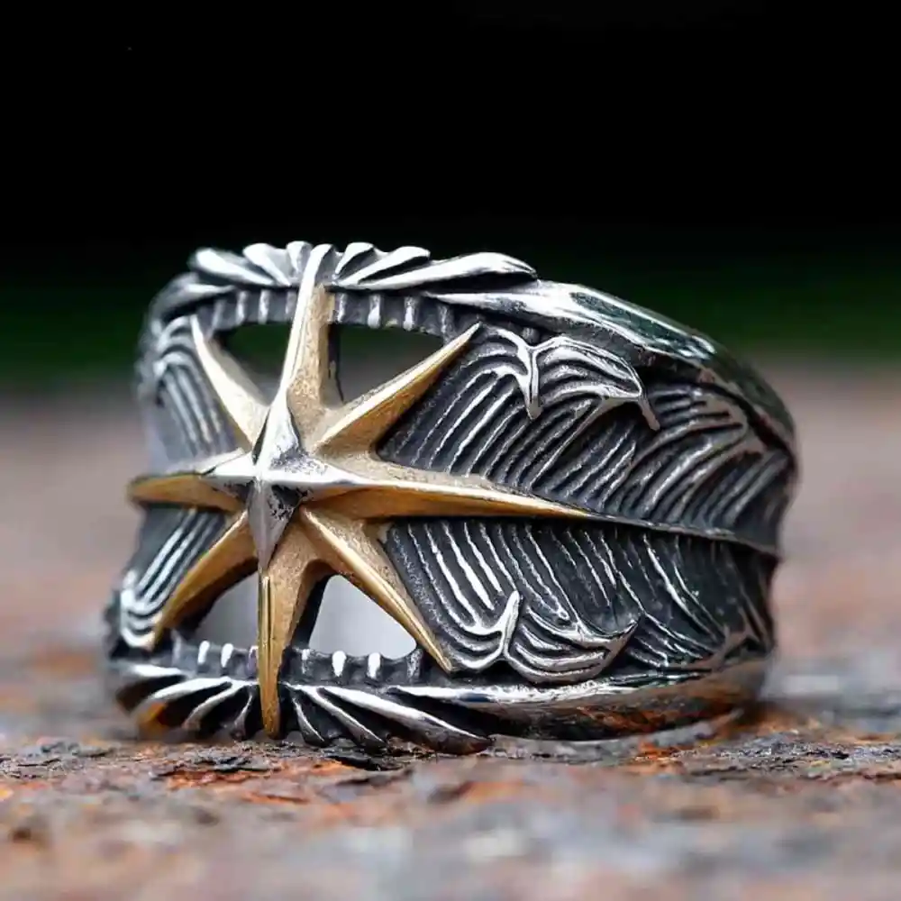 Men's Compass Star Ring