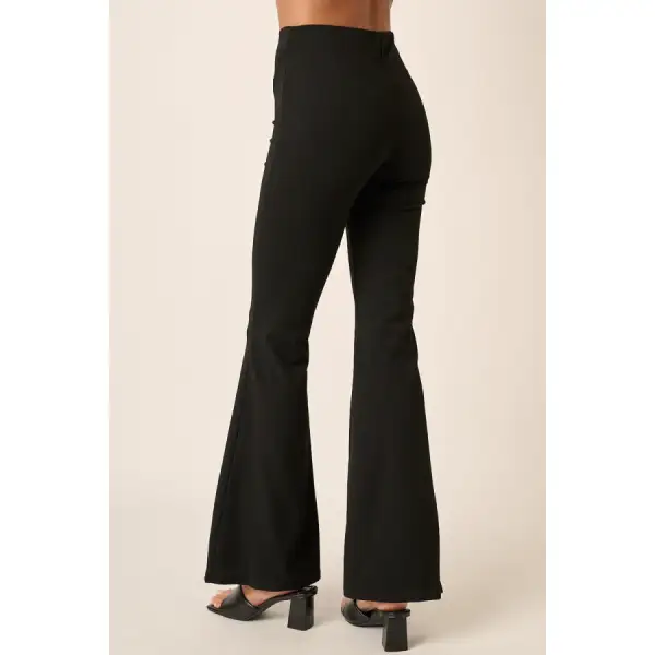 Crepe Knit Elastic Waist Flare Leg Pants