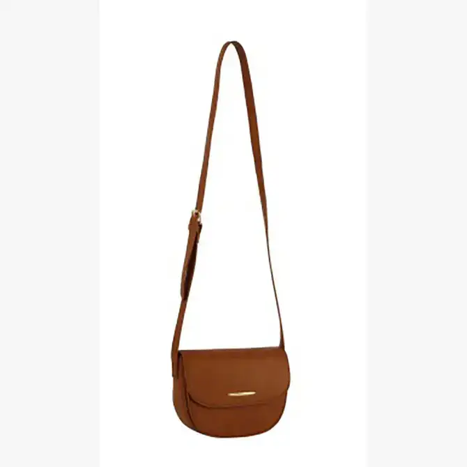 Relaxed Detail Flap Front Faux Leather Crossbody Bag