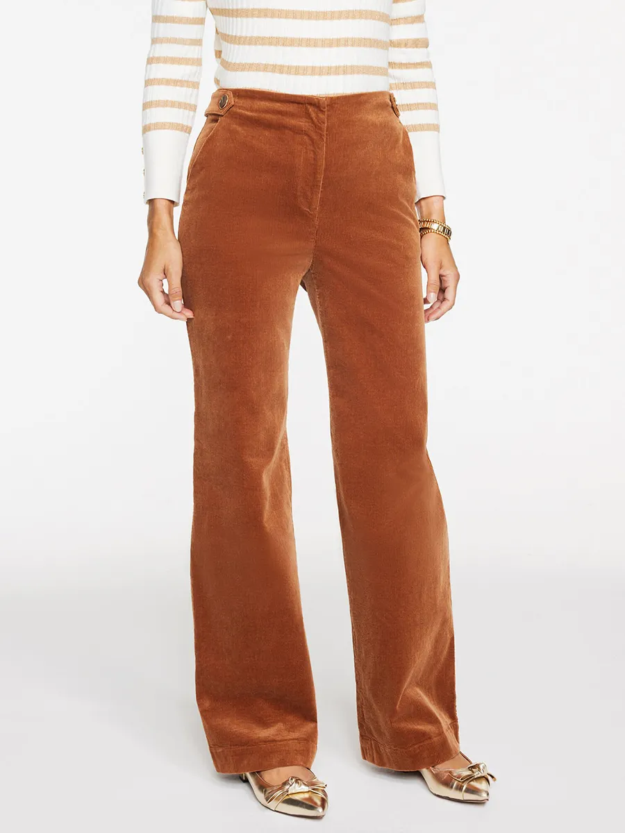 Women'S Casual High-Waisted Corduroy Wide-Leg Trousers