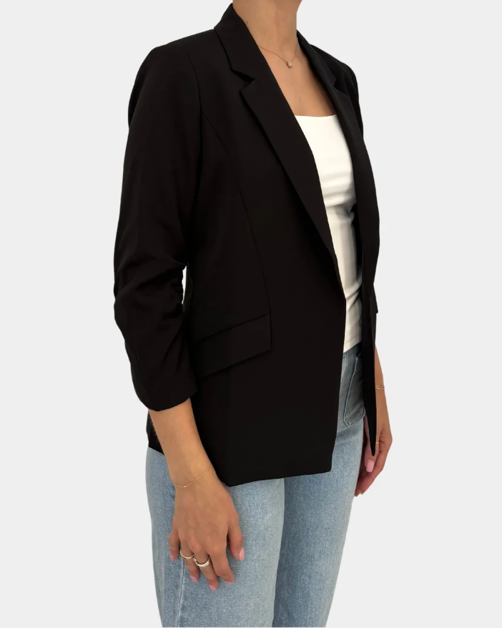 Ruched Sleeve Blazer