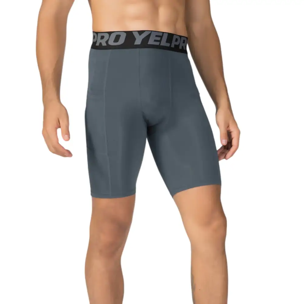 Elastic-Waist Wide-Waistband Compression Stretch Men's Athletic Shorts