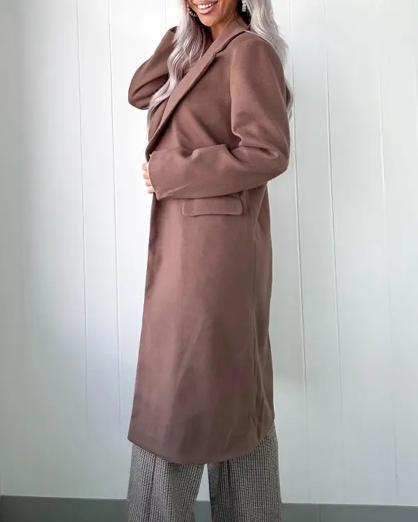 Casual Style Coat - Brown