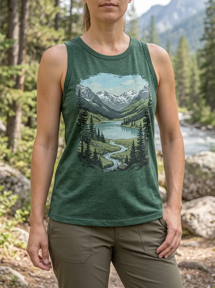 Women's Modern Nature Lover Mountain Lake Forest Tank Top
