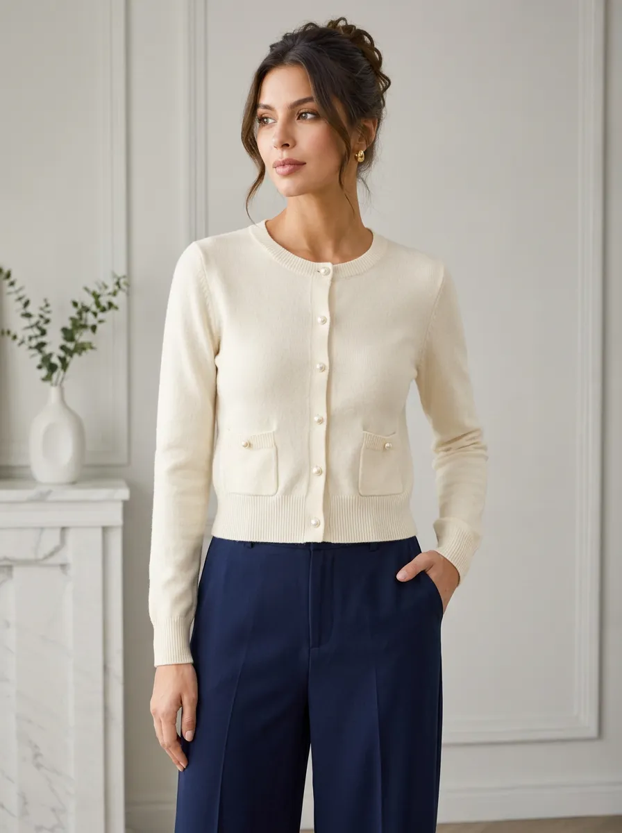 Women's Pearl-Button Knit Cardigan