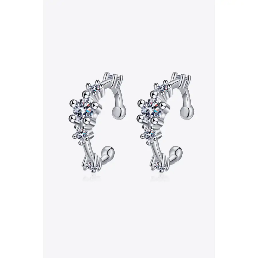 Moissanite Rhodium Plated Cuff Earrings