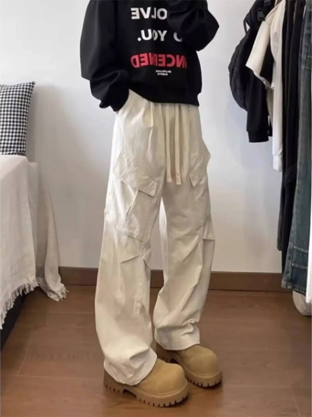 Textured Men's Plus Size Loose Fit Cargo Pants