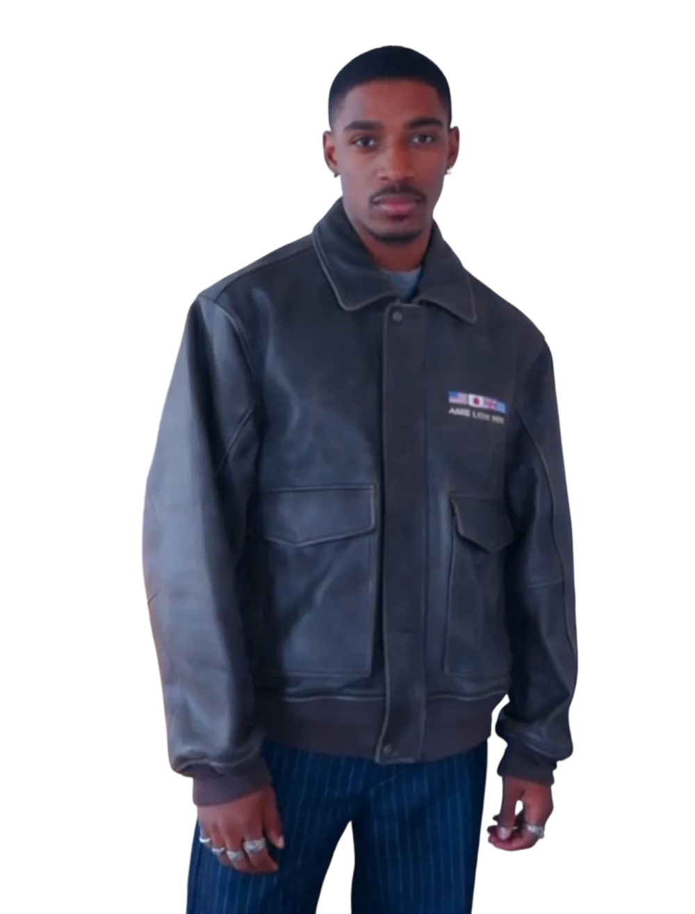Men's solid color sporty windproof leather jacket