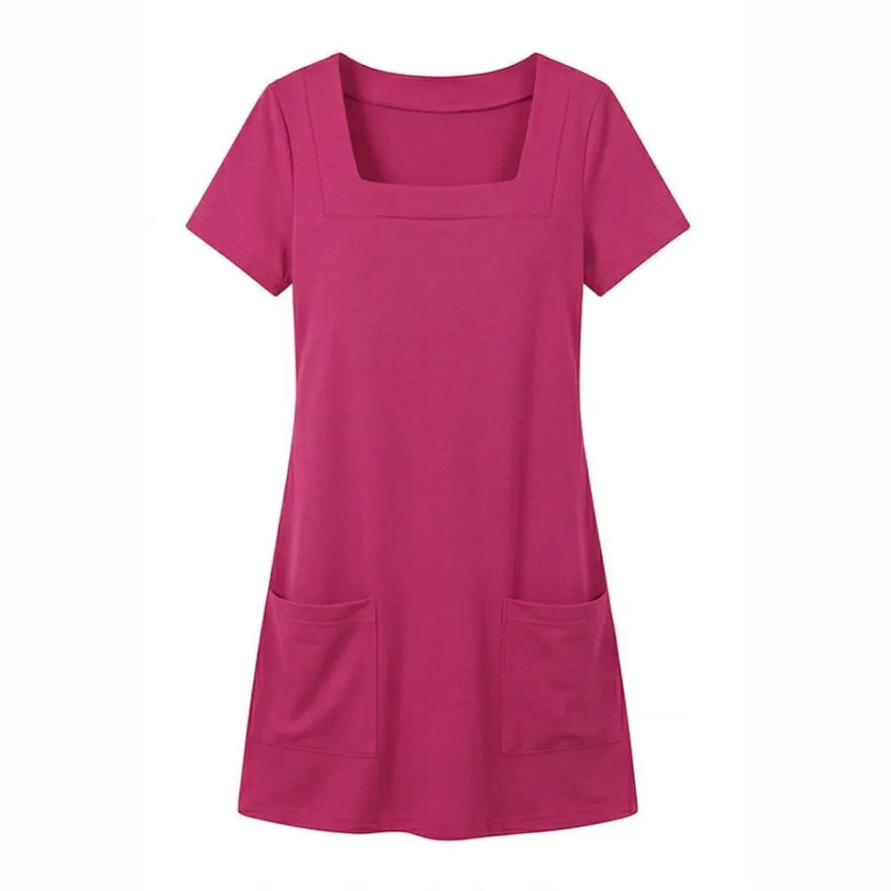 Square Neck Pocket Jersey Mini Dress