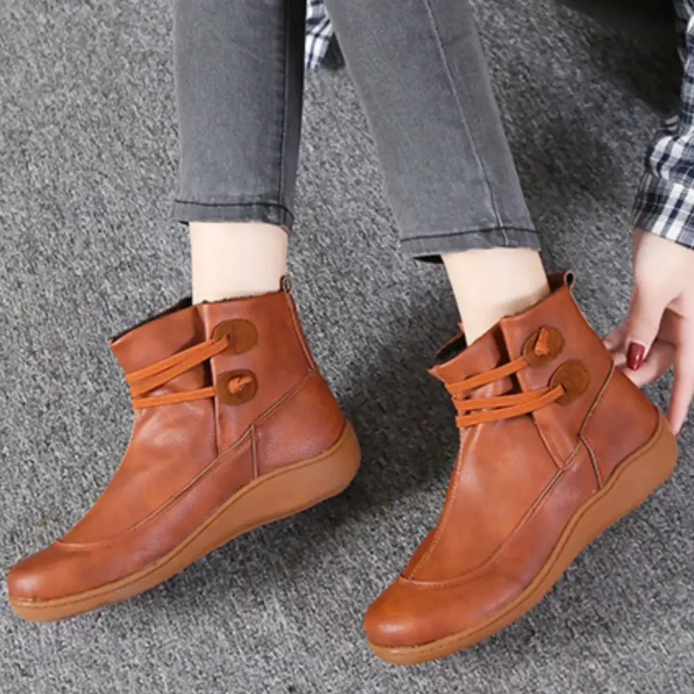 Button Detail Ankle Boots