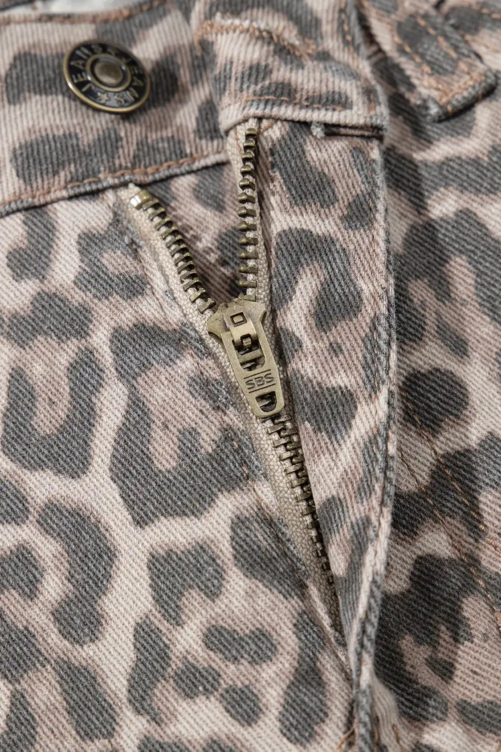 Leopard Frayed Edge Wide Leg High Denim Jeans