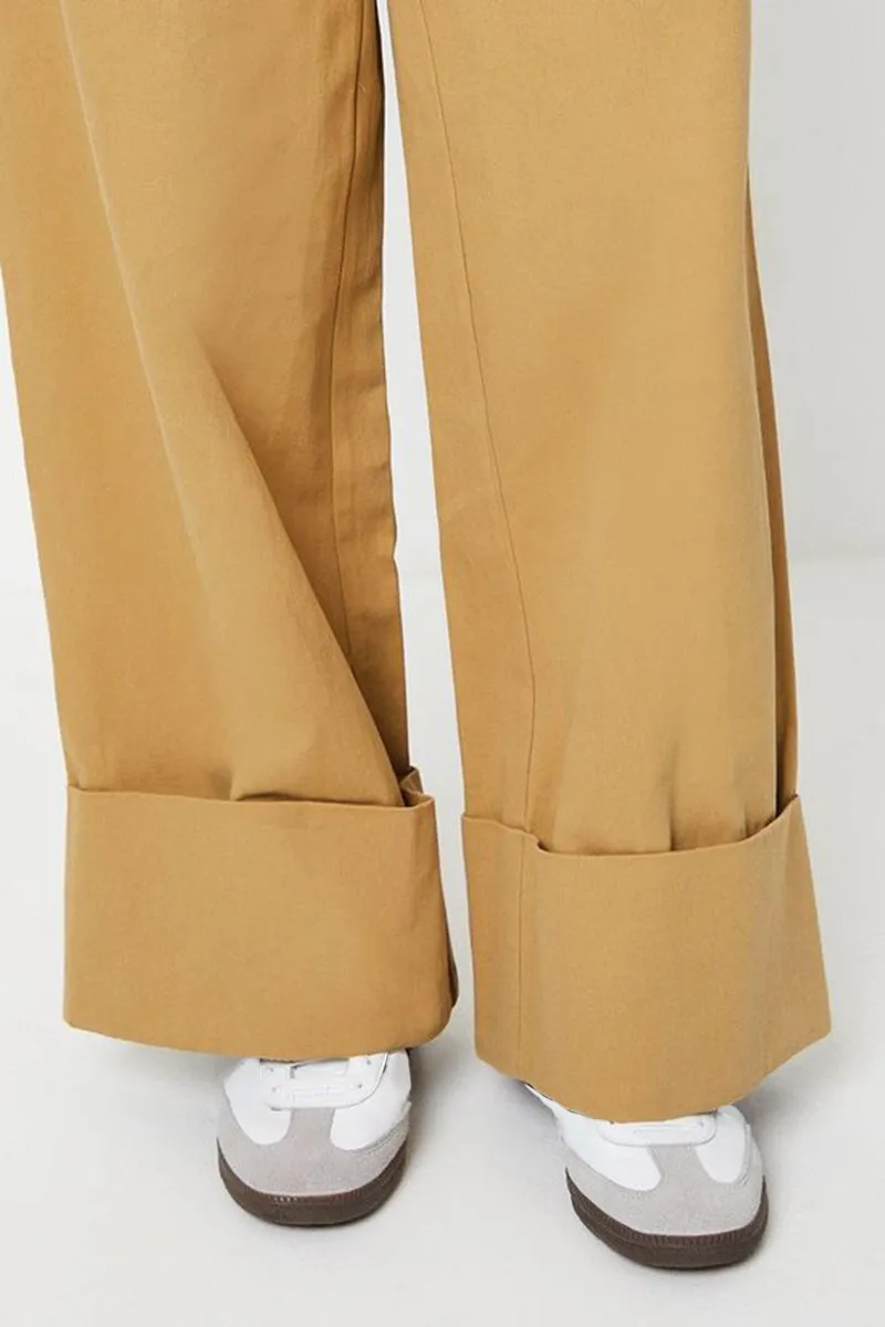 Casual Style Straight Leg Beige Trouser
