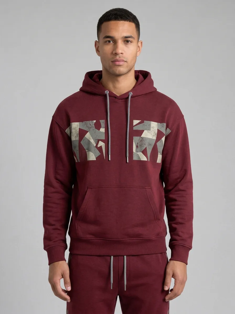Men's Geometric Camo Pattern Printed Hoodie Jogger Set
