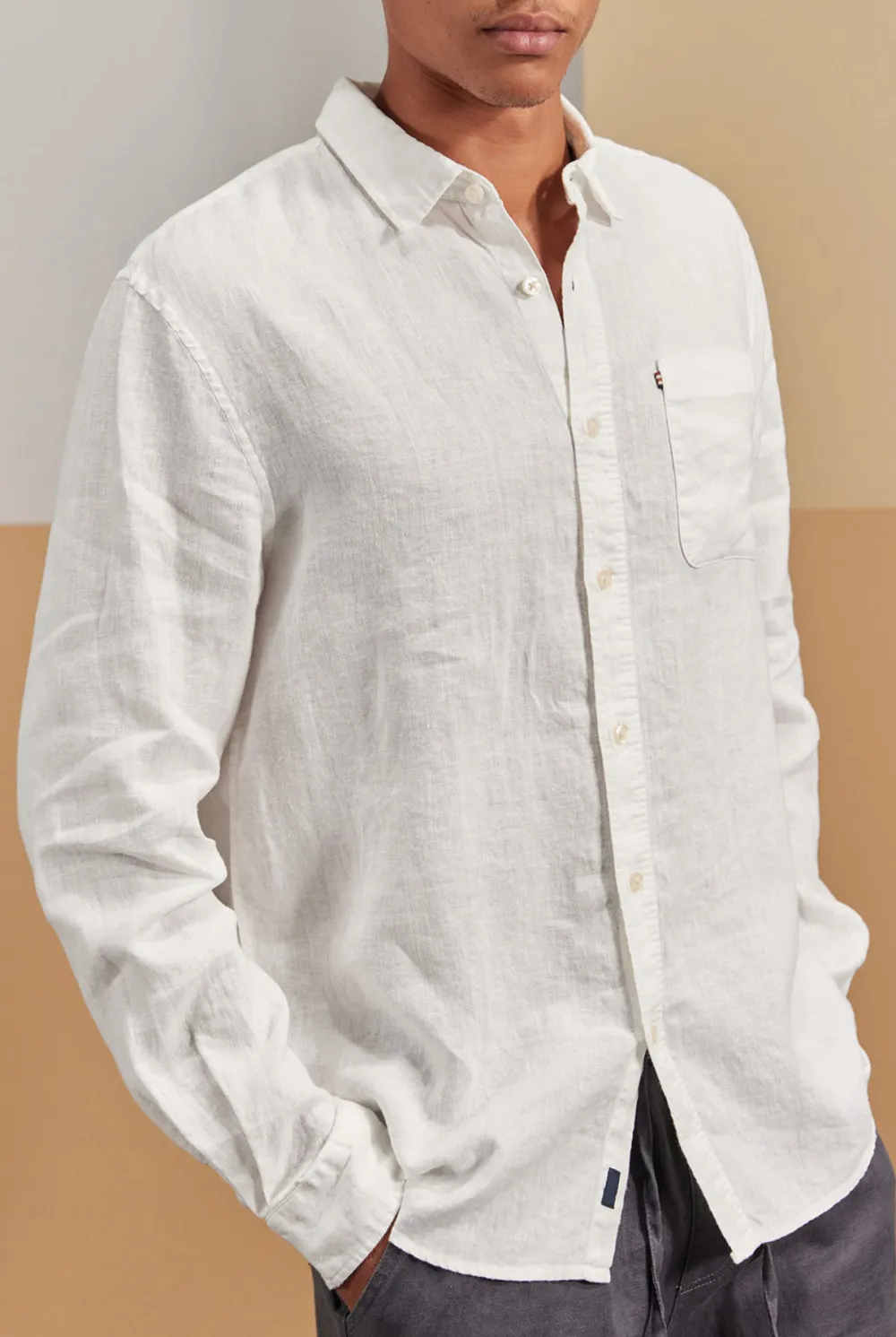 Lightweight Linen Button Down Long Sleeve Shirt