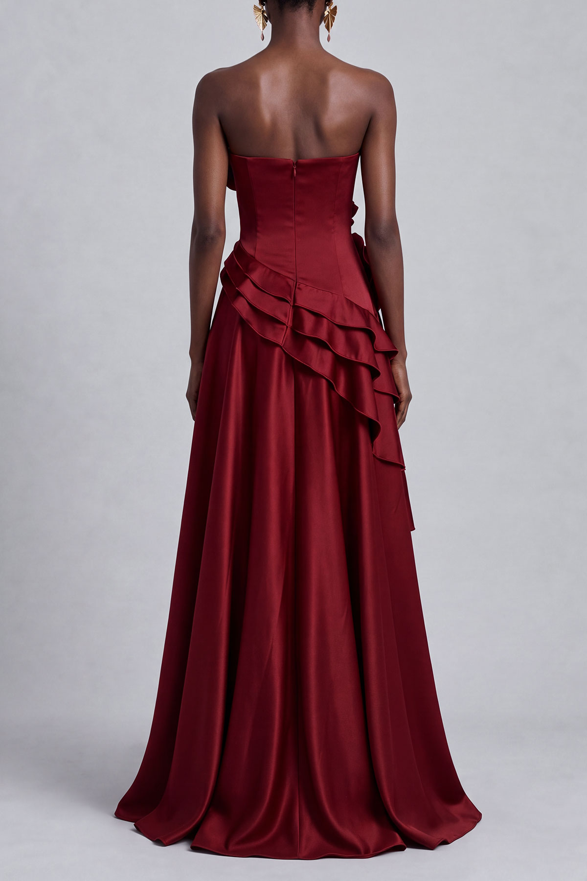 Ruched Ruffle Floral Maxi Dress
