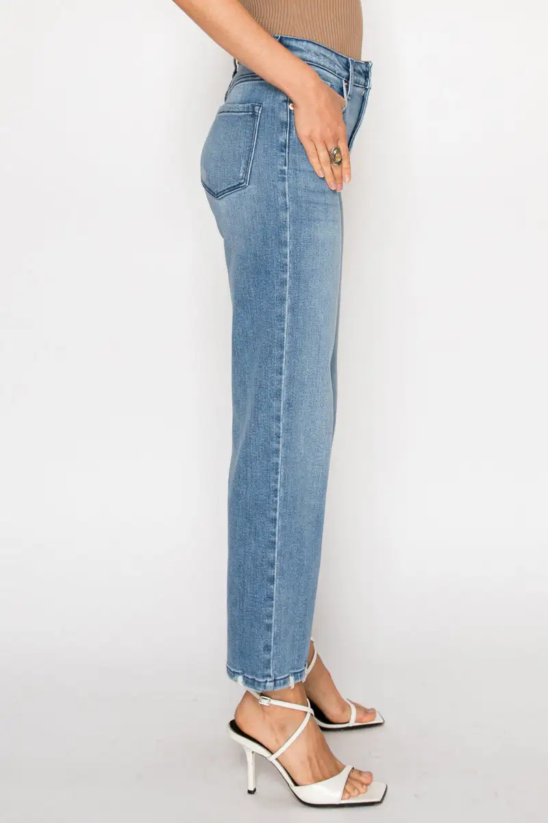 High Rise Straight Leg Relaxed Denim Jeans