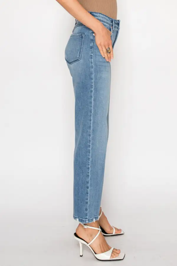 High Rise Straight Leg Relaxed Denim Jeans