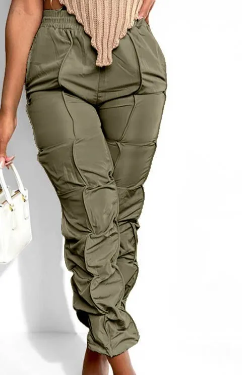 Ruched Cargo Jogger Pants High Waist Streetwear