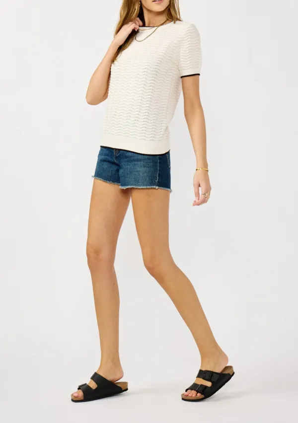 Contrast Trim Round Neck Knit Top