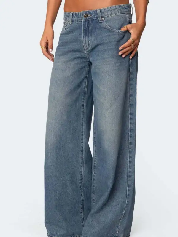 Polished Wide Leg Denim Jeans