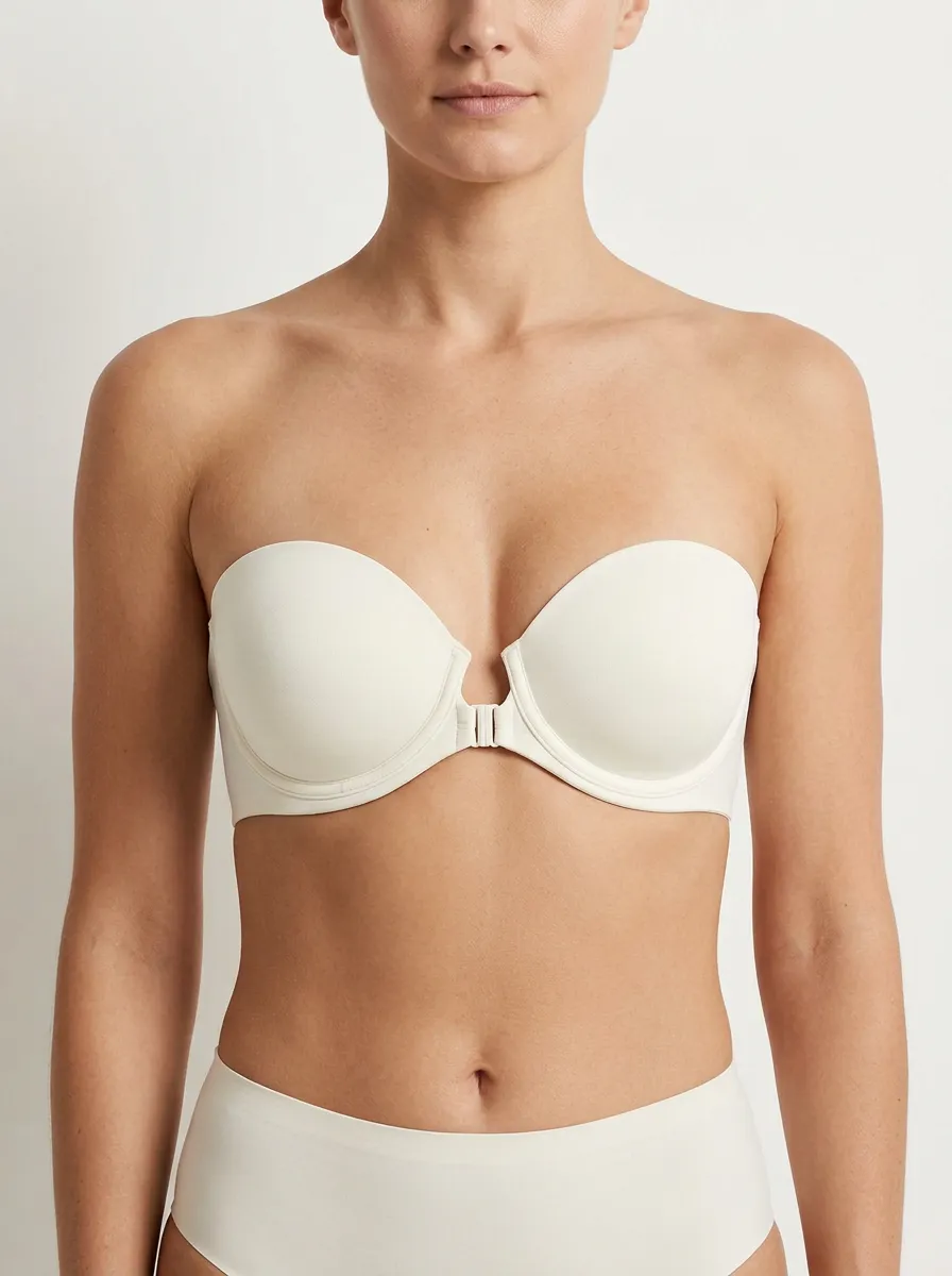 Women's Underwire Form-Fitting Front-Closure Strapless Bra