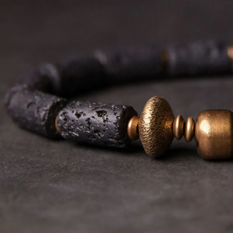 Lava Rock Beads Copper Bracelet
