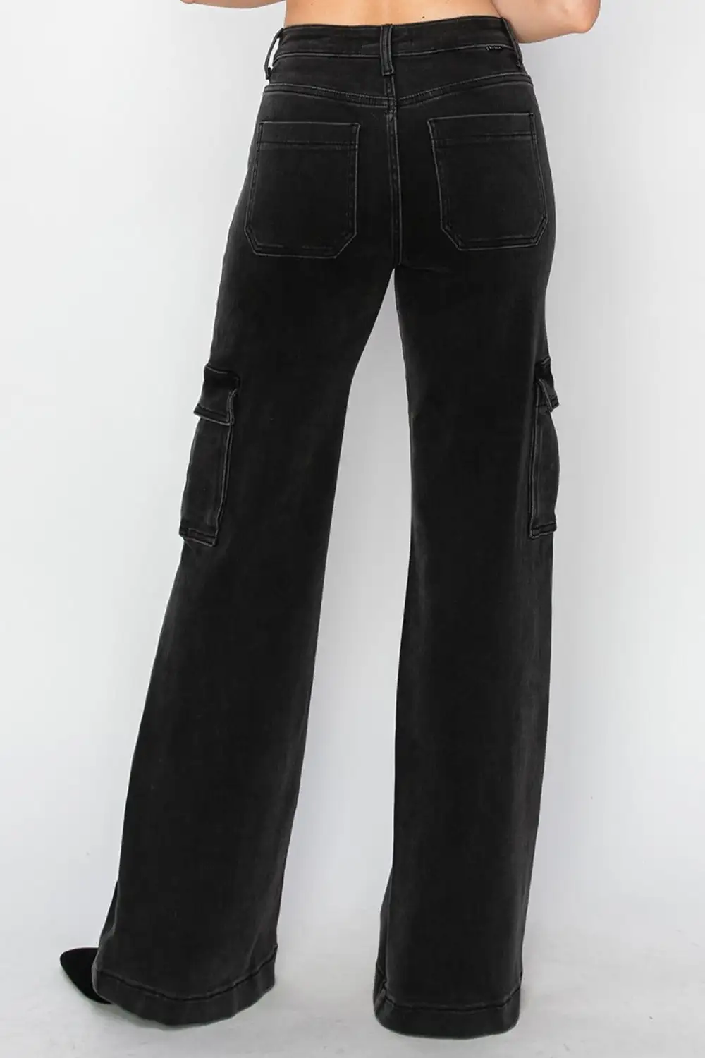 High-Rise Wide-Leg Cargo Denim Jeans
