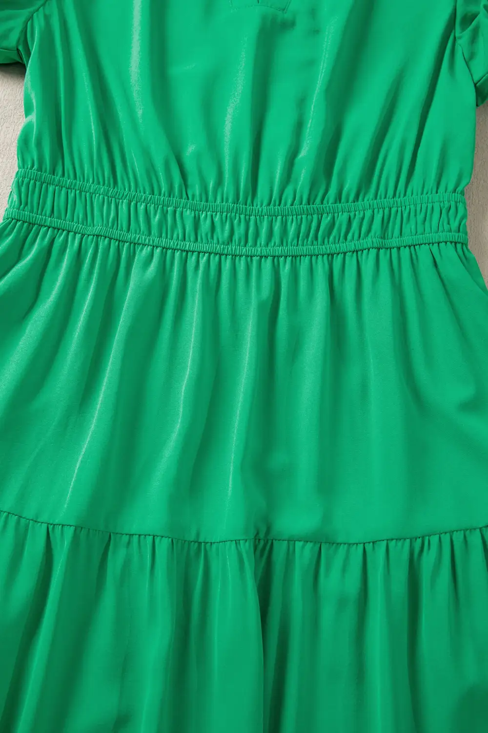 Drape V Neck Tiered Puff Sleeve Maxi Dress