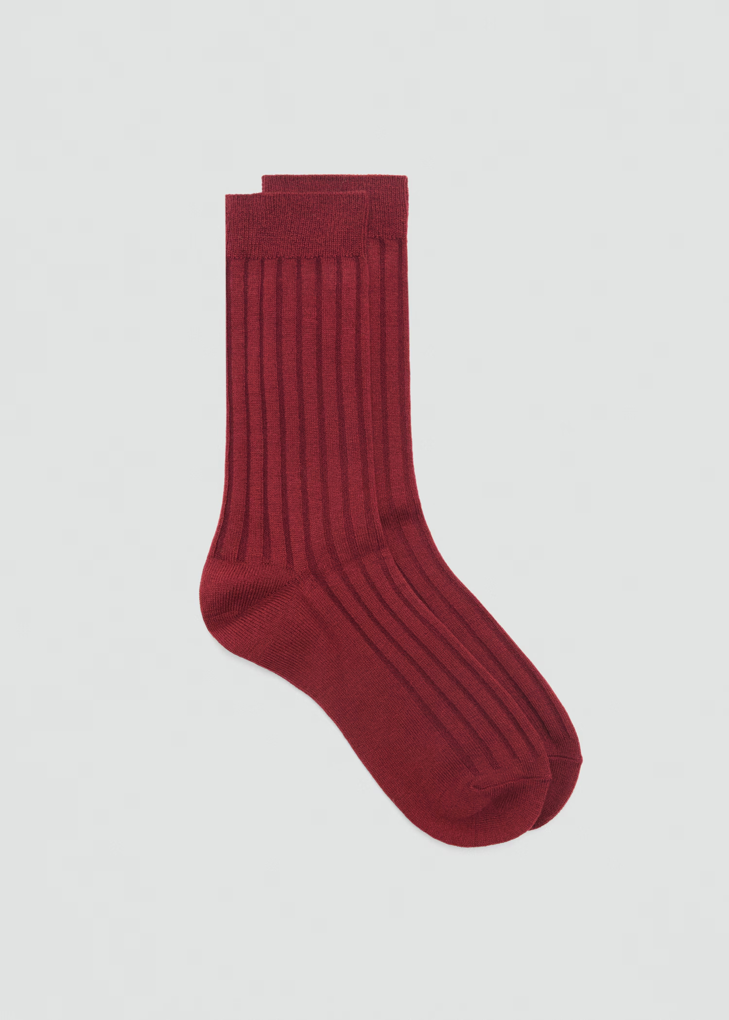 Medium Red Casual Style Plain Ribbed Wool Stocks