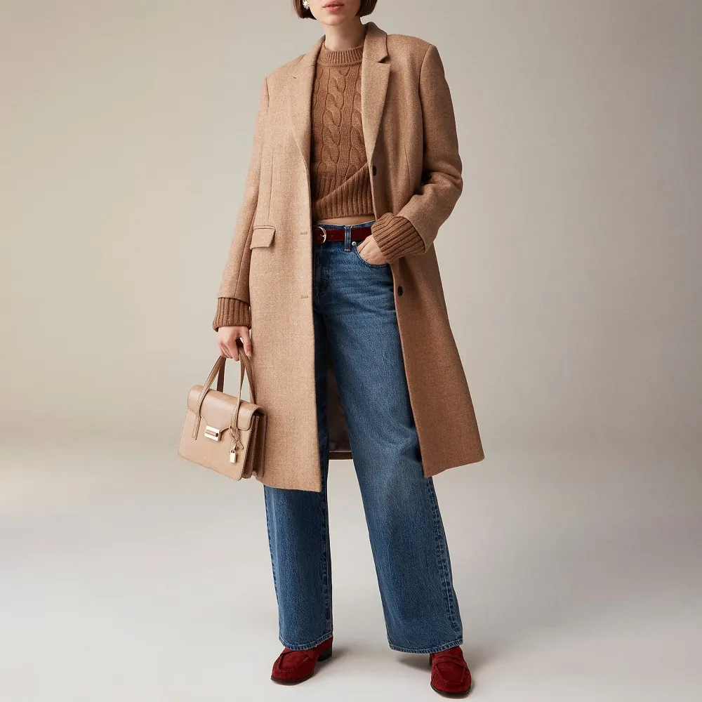 Lapel topcoat wool-blend