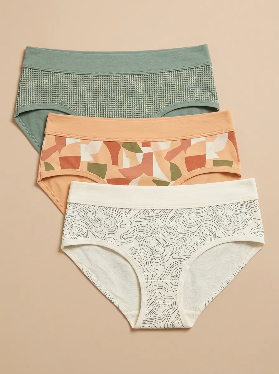 Women's Geometric Abstract Topographic Print 3-Pack Briefs